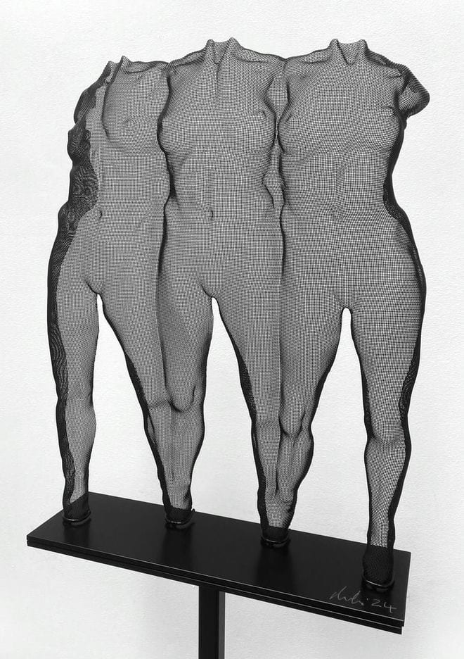Feminine figure composition as a transparent sculpture - unique artwork by sculptor David Begbie